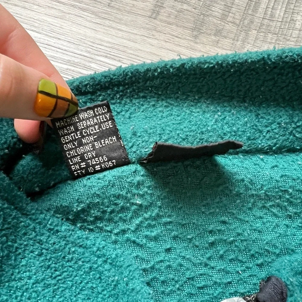 Mountain Dew Fleece Jacket Mens L/XL Teal Black‎ Full Zip Colorblock Vintage 90s